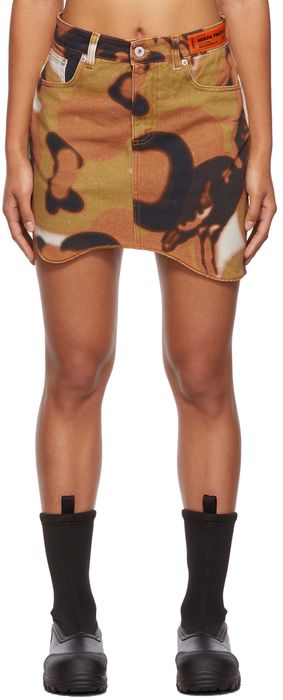 Heron Preston Brown Camou Wave Miniskirt