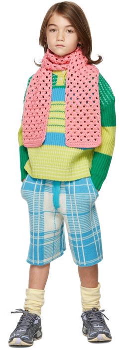 Ligne Noire Kids Green & Blue Virgin Wool Stripe Sweater