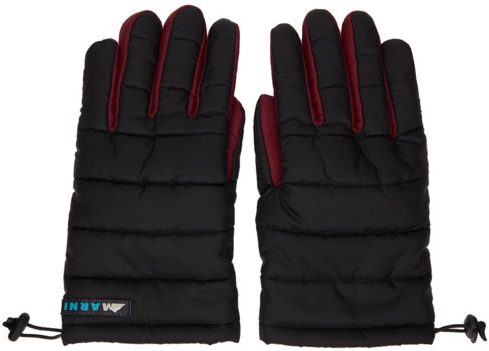 Marni Burgundy & Black Quilted Gloves
