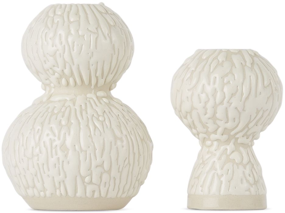 Marloe Marloe Beige Ceramic Candle Holder Set