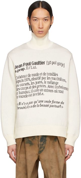 Jean Paul Gaultier Off-White Quote Turtleneck