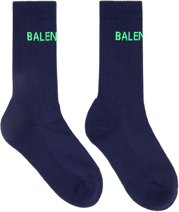 Balenciaga Navy Logo Tennis Socks
