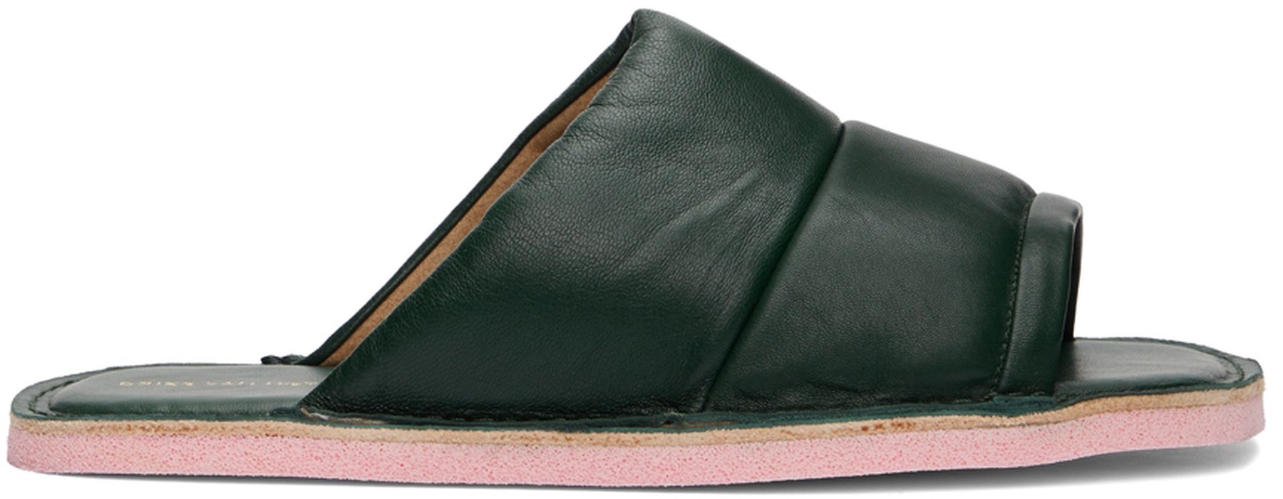 Dries Van Noten Green Leather Slip-On Sandals