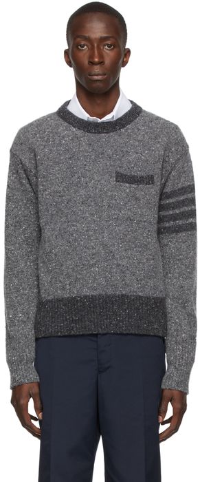 Thom Browne Grey Mohair Jersey Stitch 4-Bar Pullover Sweater