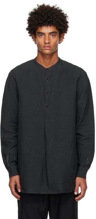 3MAN Black Pleated Button Shirt