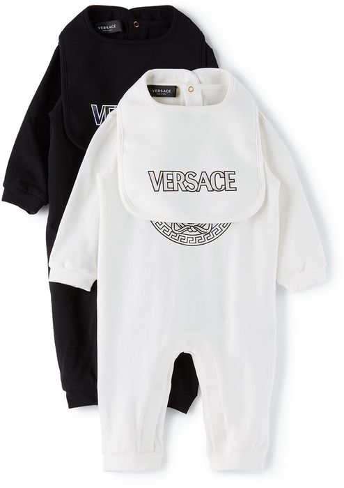 Versace Baby White & Black Bodysuits & Bibs Gift Set