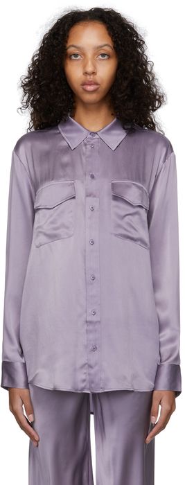 Silk Laundry Purple Silk Boyfriend Shirt