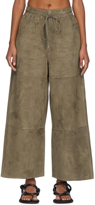 CO Khaki Suede Elastic Crop Trousers