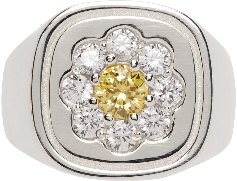 Hatton Labs Silver & Yellow Daisy Signet Ring
