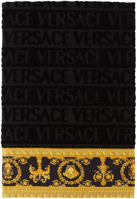 Versace Black Logo Bath Mat