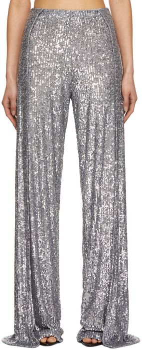 TOM FORD Silver Sequin Flared Trousers