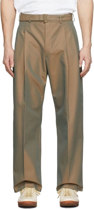 rito structure Khaki Iridescent Belted Trousers
