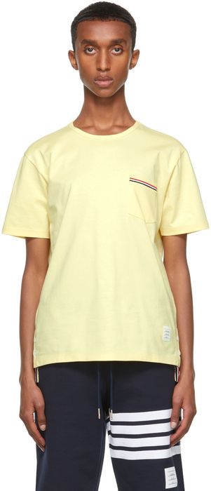 Thom Browne Yellow Jersey Striped Chest Pocket T-Shirt
