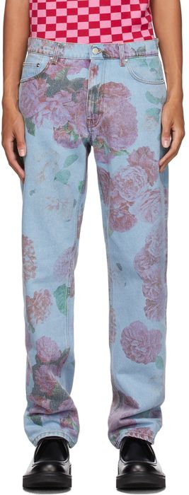 Molly Goddard SSENSE Exclusive Blue Printed Otto Jeans