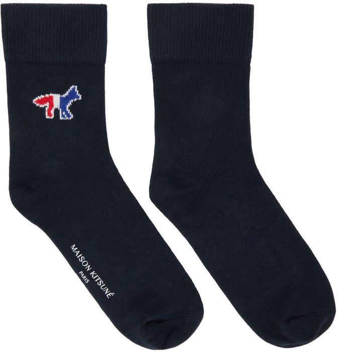 Maison Kitsuné Navy Fox Socks