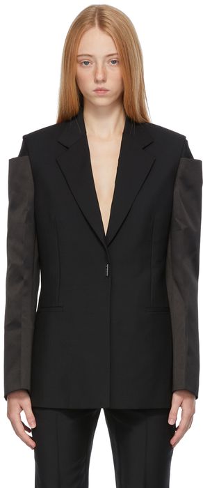 Givenchy Black Mohair Satin Sleeves Blazer