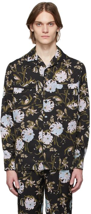 Erdem Black Floral Lucius Pyjama Shirt