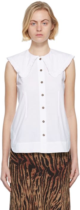 GANNI White Sleeveless Shirt