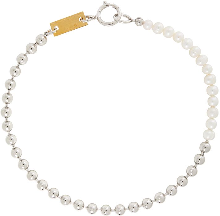 IN GOLD WE TRUST PARIS Silver Pearl Choker Necklace