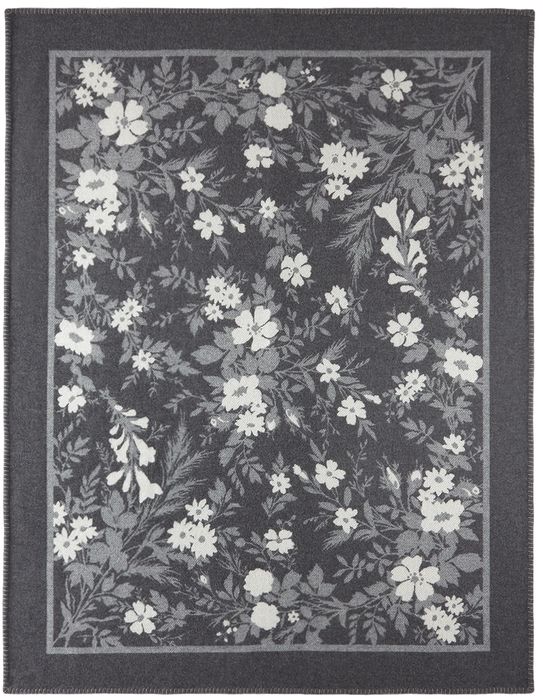 Erdem Grey & Off-White Ottoline Floral Tile Throw