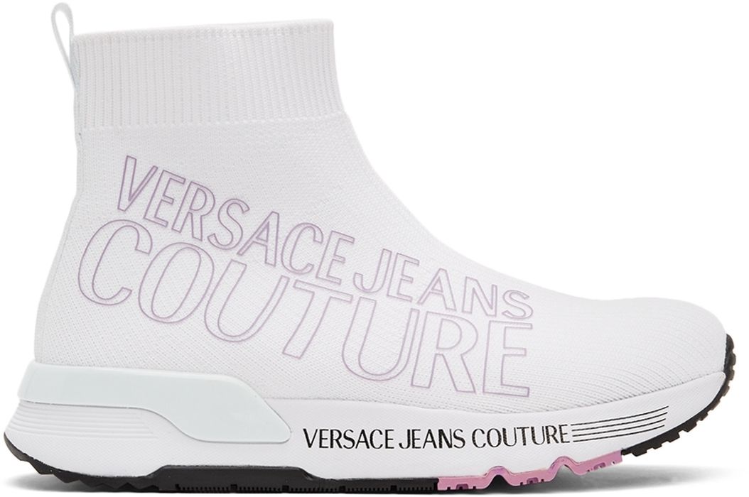 Versace Jeans Couture White Dynamic Logo Sneakers