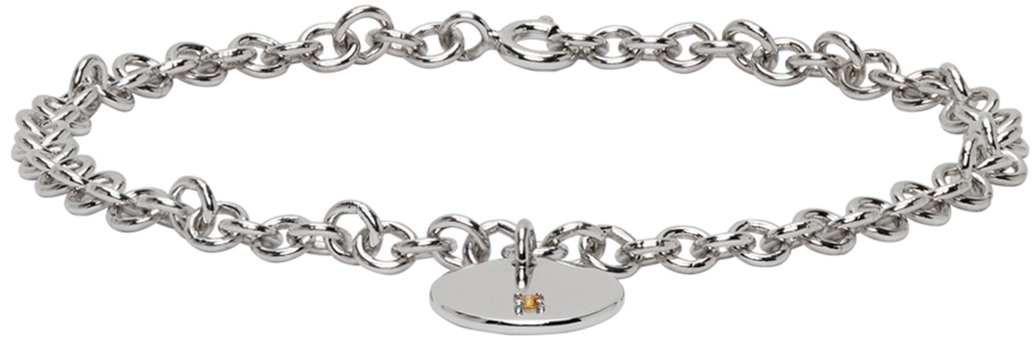 Tom Wood SSENSE Exclusive Silver & Orange Birthstone Circle Bracelet