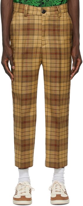 SSENSE WORKS SSENSE Exclusive Jeremy O. Harris Brown Check Cropped Trousers