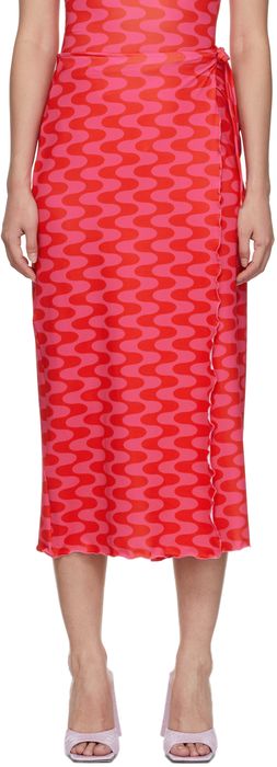 FENSI SSENSE Exclusive Pink & Red Waves Skirt