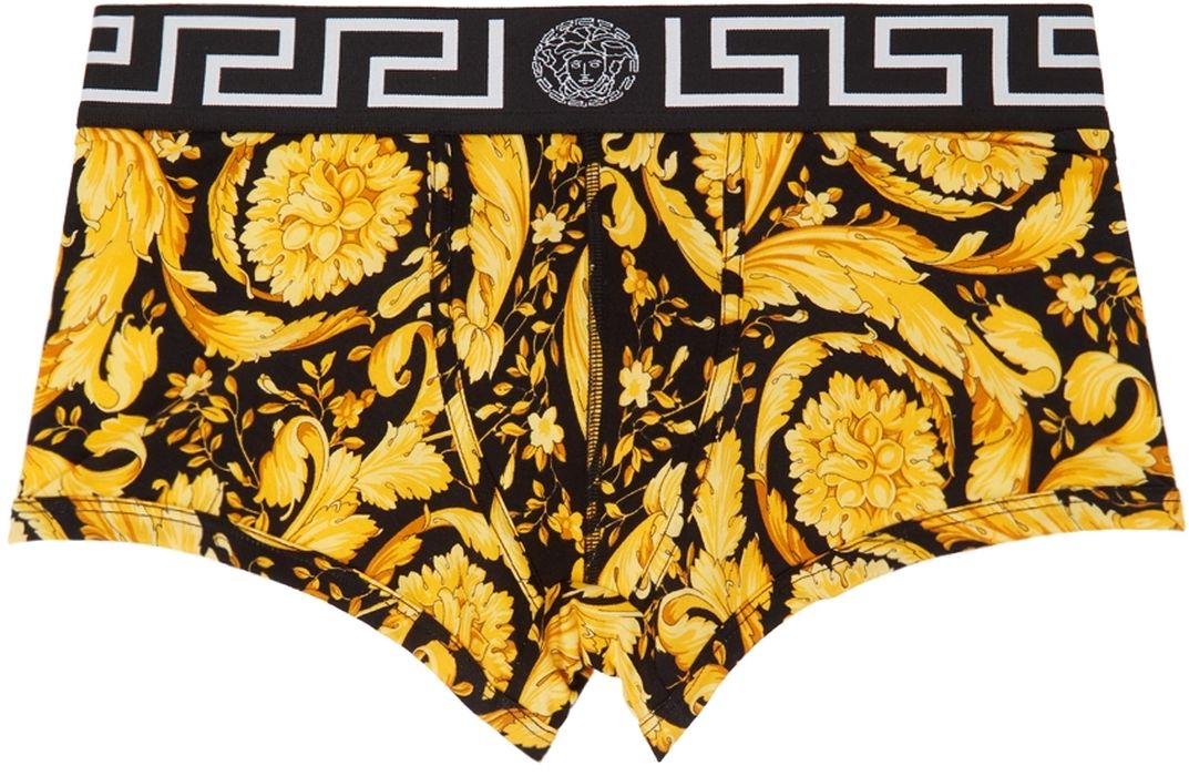 Versace Underwear Black & Yellow Barocco Boxers