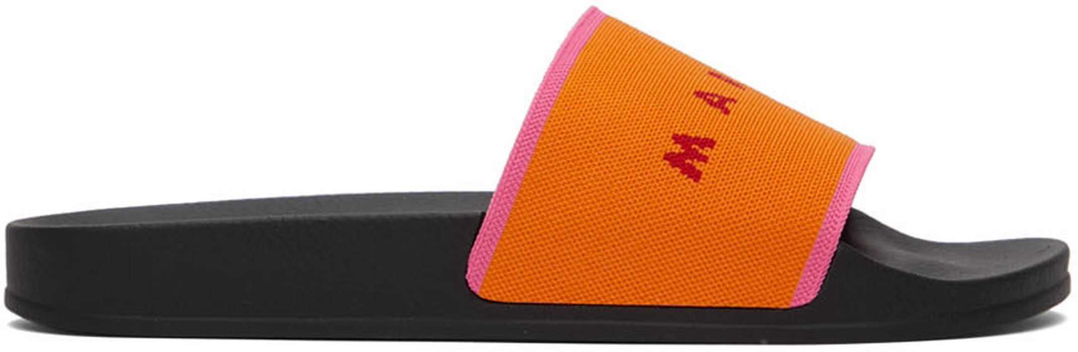 Marni Orange & Pink Logo Jacquard Slide