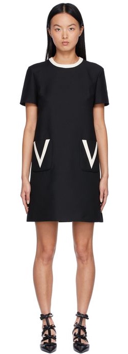 Valentino Black Crepe Logo Dress