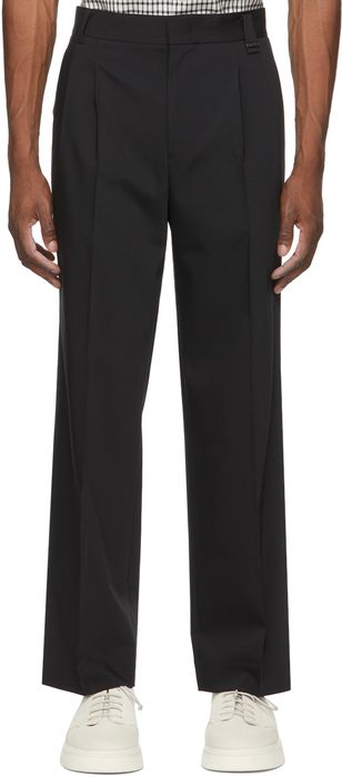 Solid Homme Black Wool Wide Trousers