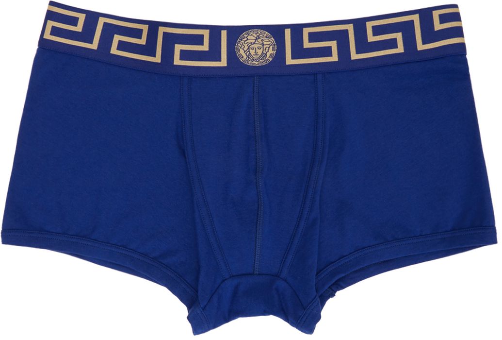 Versace Underwear Blue Greca Border Boxer Briefs