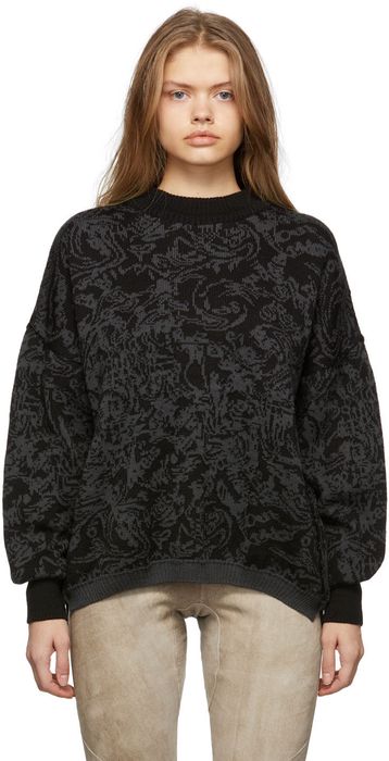 Serapis Black & Grey Jacquard Knit Sweater