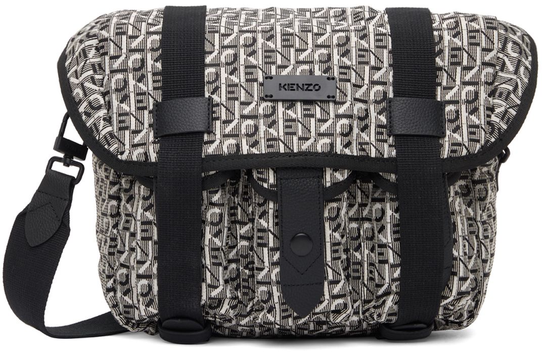 Kenzo Black & White Small Jacquard Messenger Bag