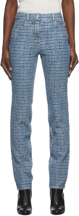 Givenchy Blue Jacquard Logo Jeans