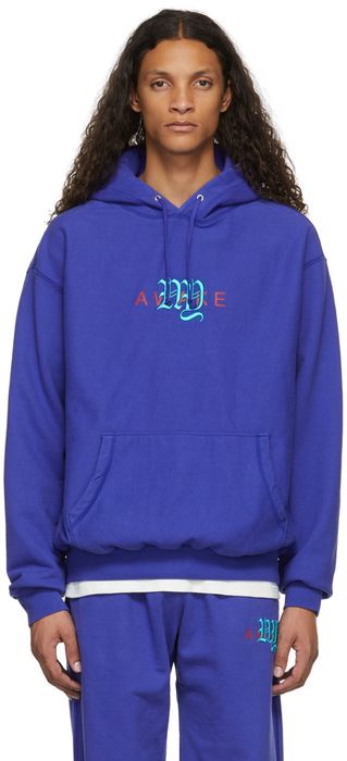 Awake NY Blue Embroidered College Logo Hoodie