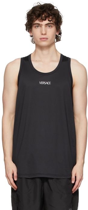 Versace Underwear Black Greca Running Tank Top