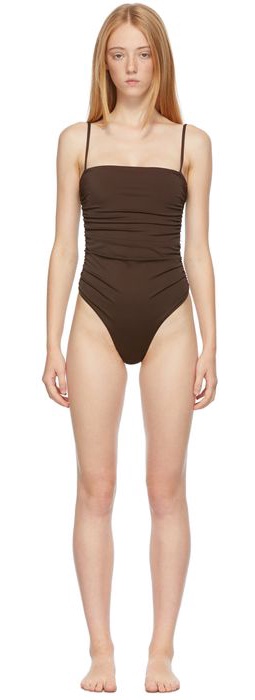 Belle The Label Brown 'The Ruched Maillot' One-Piece Swimsuit