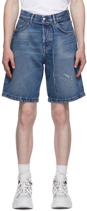 Acne Studios Blue Denim Belted Shorts