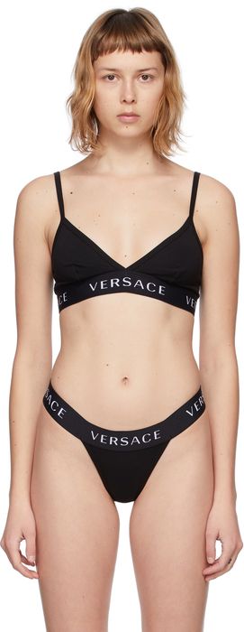 Versace Underwear Black Logo Triangle Bralette