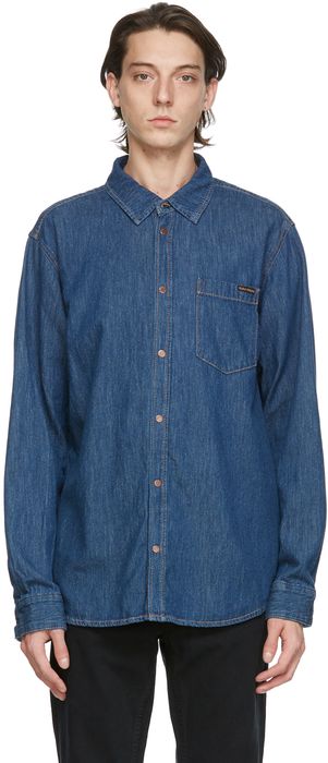 Nudie Jeans Blue Denim Albert Mid Worn Shirt