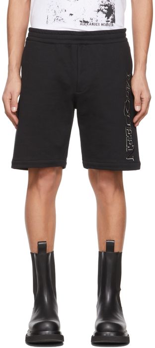 Alexander McQueen Black Embroidered Logo Shorts