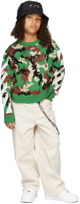 Off-White Kids Virgin Wool Camoflage Pattern Sweater