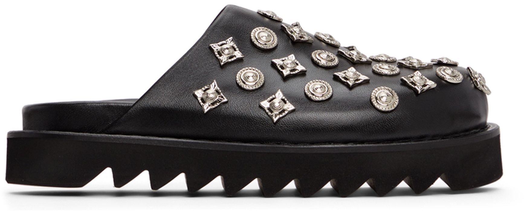 Toga Pulla Black Leather Slip-On Loafers