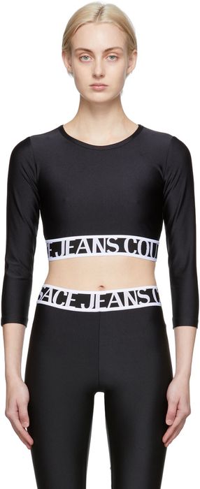 Versace Jeans Couture Black Shiny Long Sleeve T-Shirt