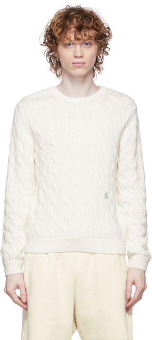 Sporty & Rich Off-White Cable Knit Crewneck Sweater