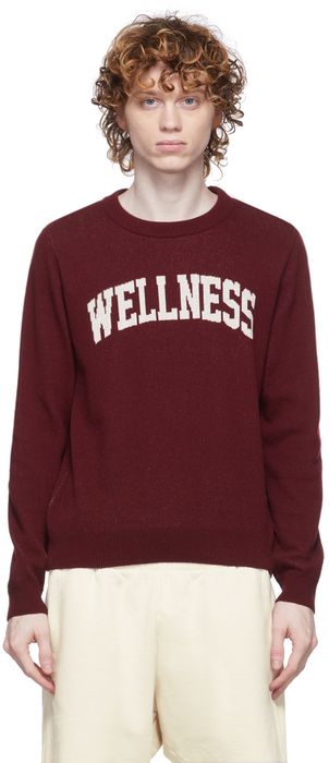 Sporty & Rich Burgundy Wellness Ivy Crewneck Sweater