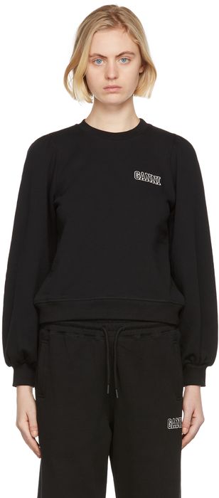 GANNI Black Software Isoli Puff Shoulder Sweatshirt