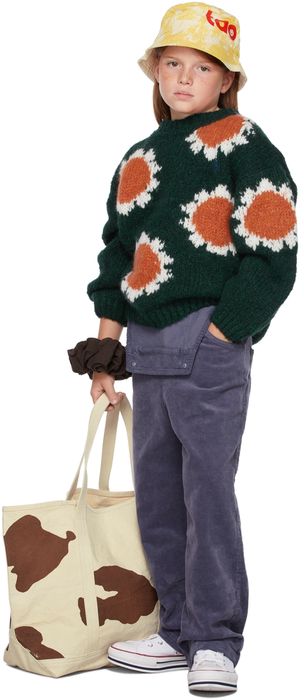The Animals Observatory Kids Green Flowers Bull Sweater